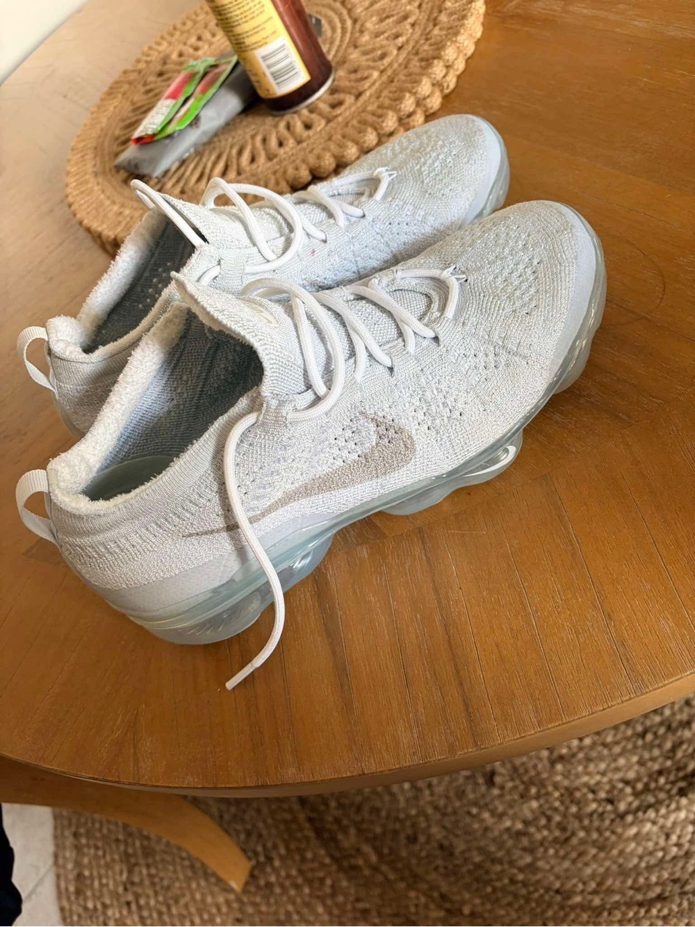 Nike Air VaporMax Flyknit Sneakers White with Light Gray Swoosh
